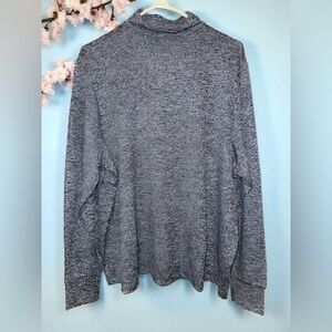 Lisa Rinna Collection Navy Blue‎ Heathered Mock Turtleneck Knit Top size L NWOT
